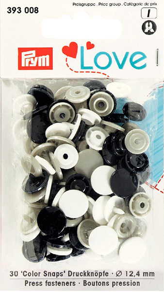  Prym Love Colour Snaps 12mm white/black/grey 